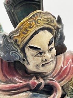 Early 20th Century Chinese Tile of a Man Riding a Dragon, Ca. 1920