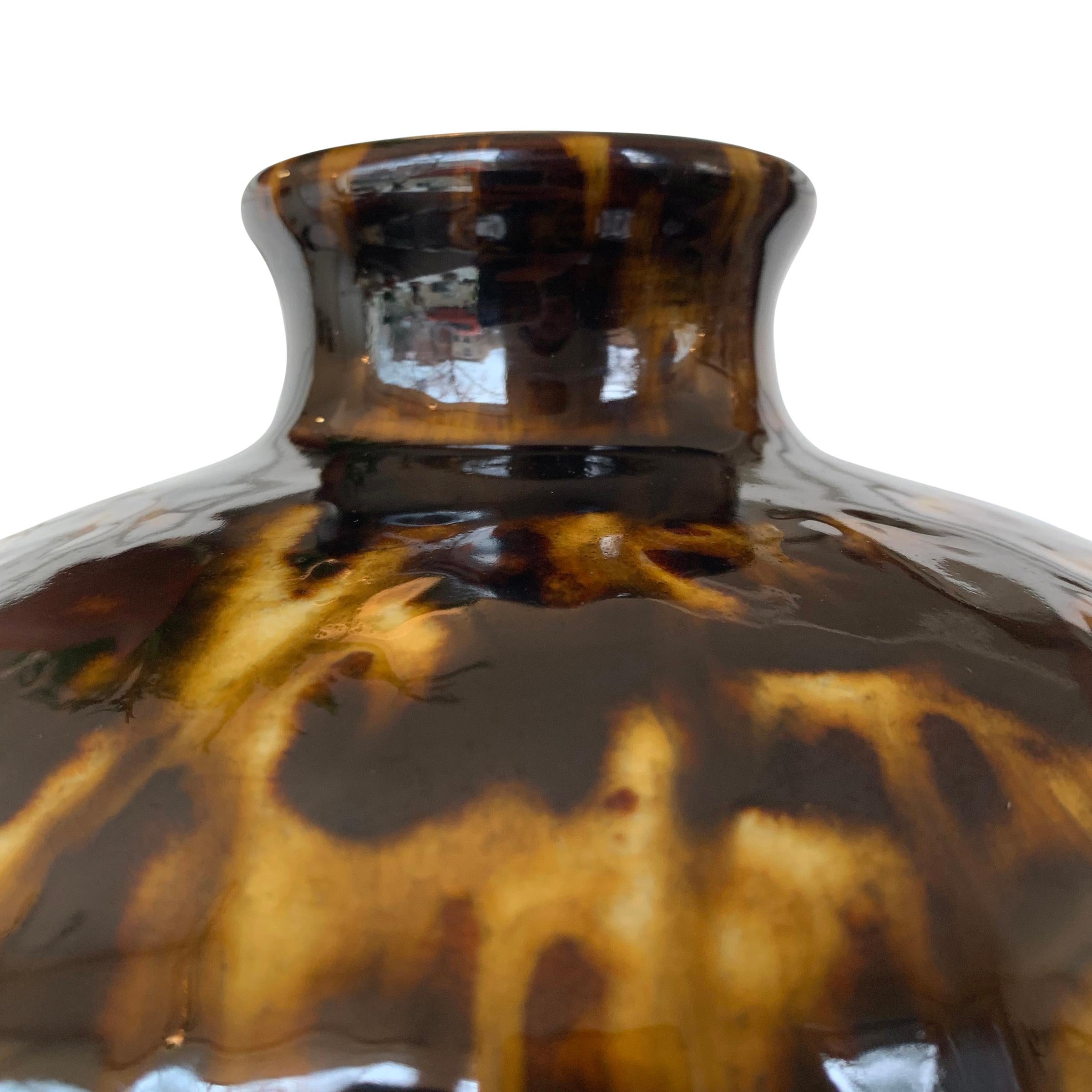 Chinese Export Early 20th Century Chinese Tortoise Glazed Meiping Vase
