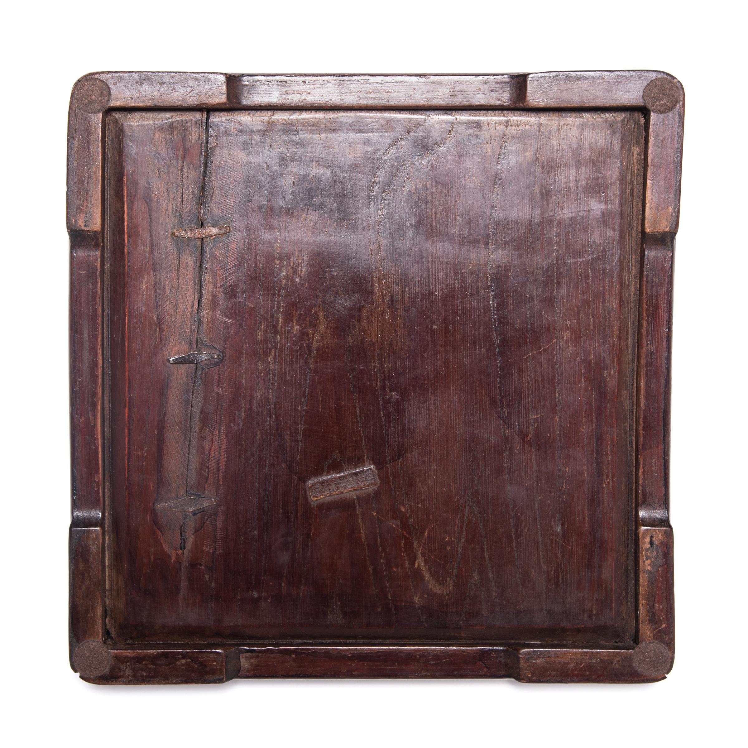20th Century Square Chinese Tray with Ridged Edges, c. 1900