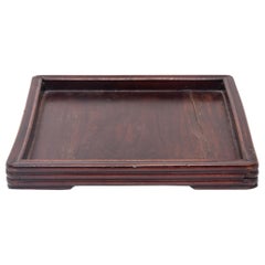 Square Chinese Tray with Ridged Edges, c. 1900