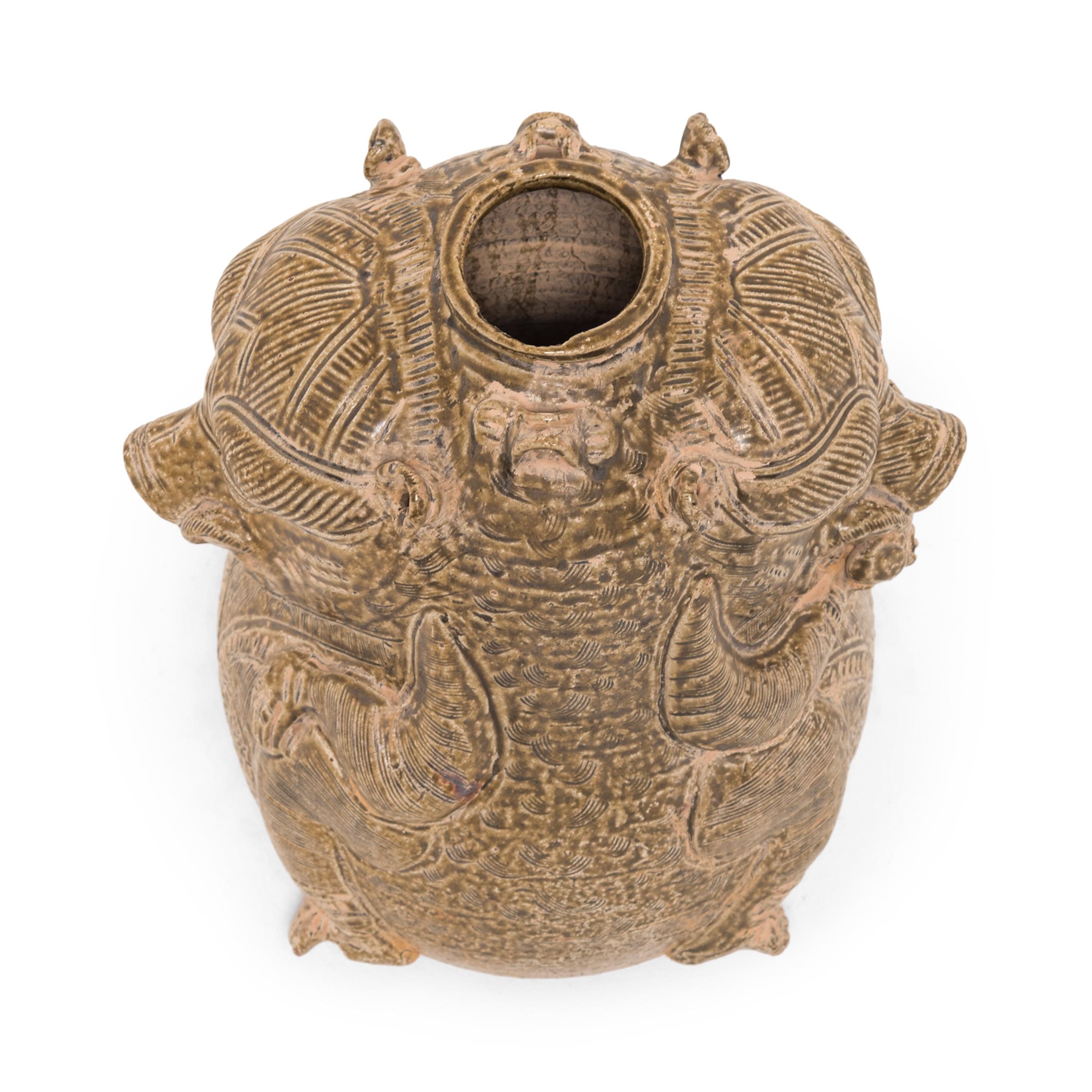 Qing Chinese Twin Mythical Jar, c. 1900 For Sale