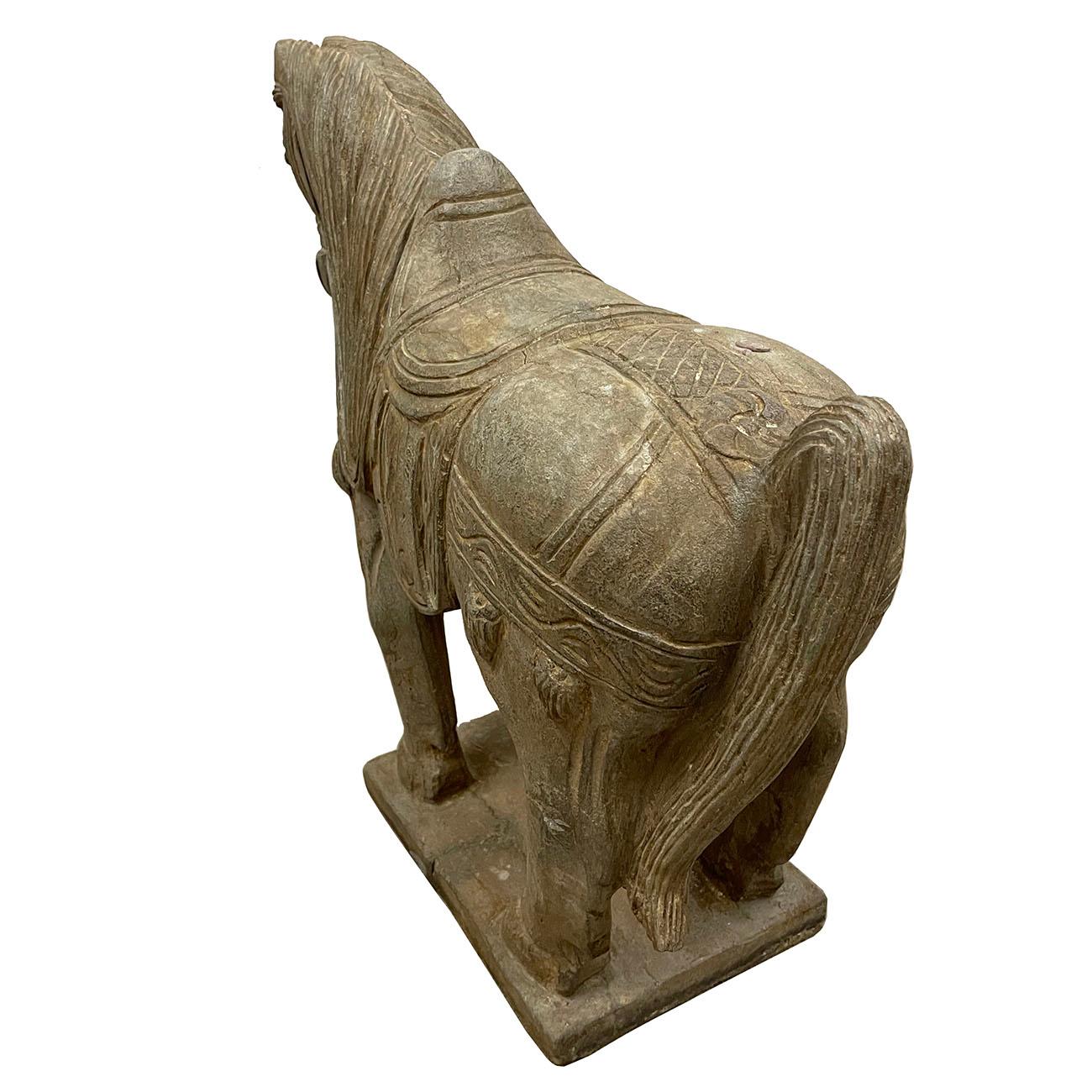 Early 20th Century Chinese Vintage Carved Stone Horse Statue/Sculpture 6