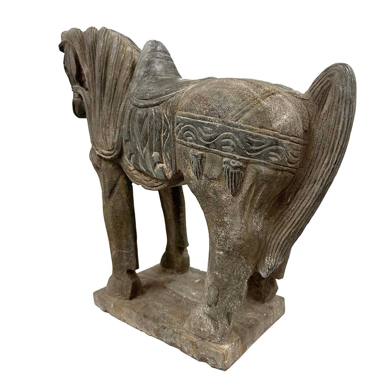 Early 20th Century Chinese Vintage Carved Stone Horse Statue/Sculpture For Sale 6