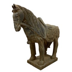 Early 20th Century Chinese Vintage Carved Stone Horse Statue/Sculpture