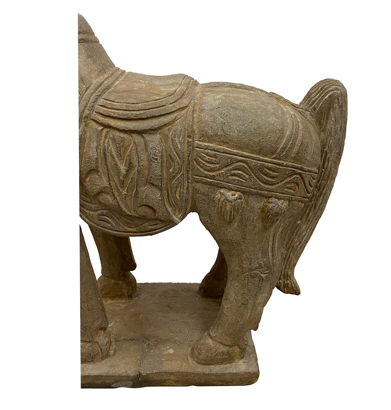 Chinese Export Early 20th Century Chinese Vintage Carved Stone Horse Statue/Sculpture