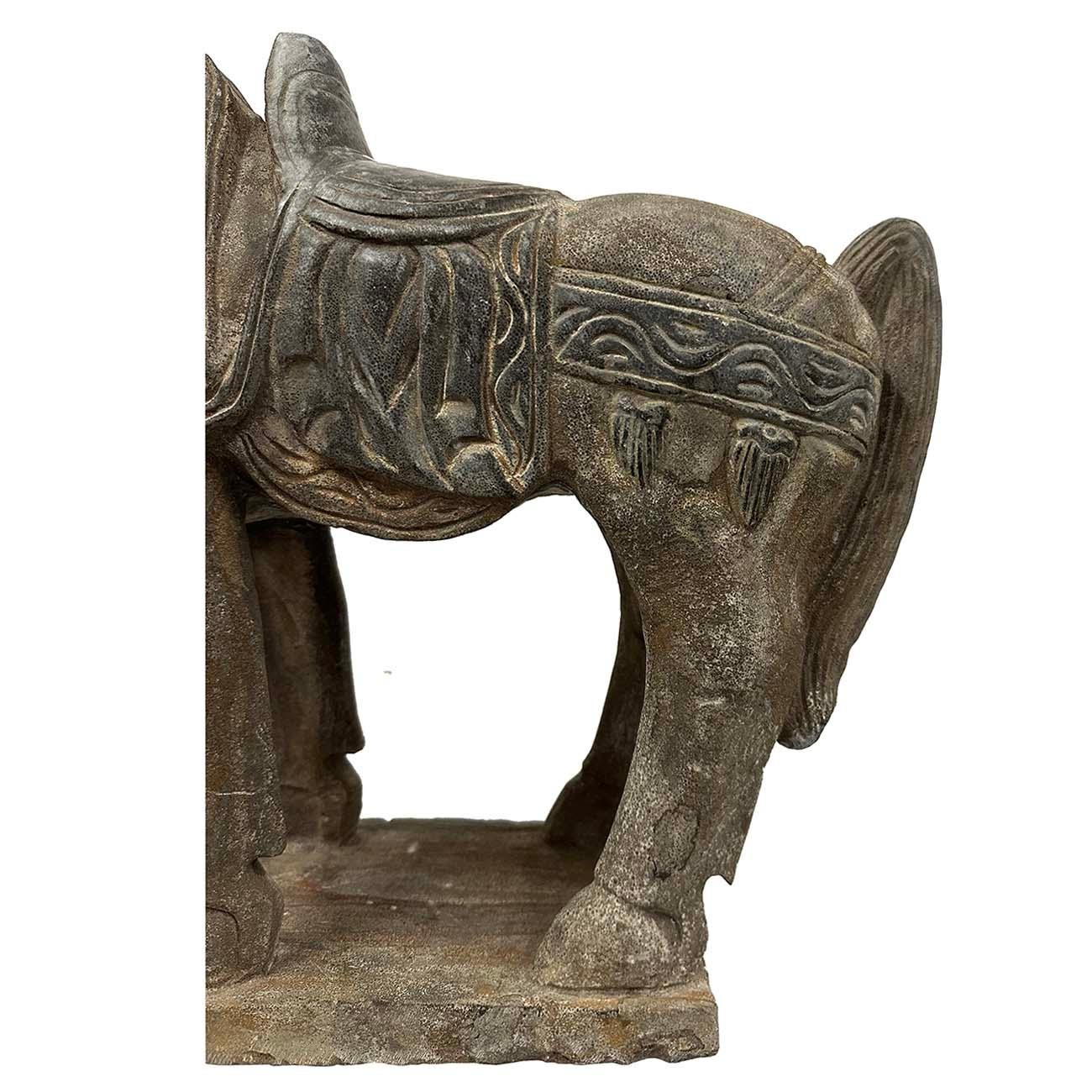 Chinese Export Early 20th Century Chinese Vintage Carved Stone Horse Statue/Sculpture For Sale