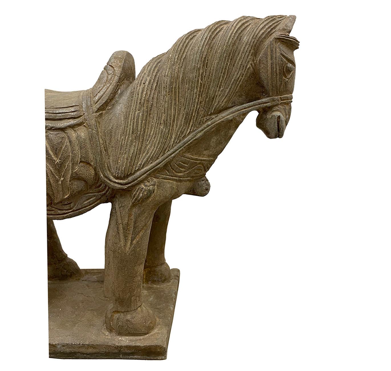 Early 20th Century Chinese Vintage Carved Stone Horse Statue/Sculpture 1
