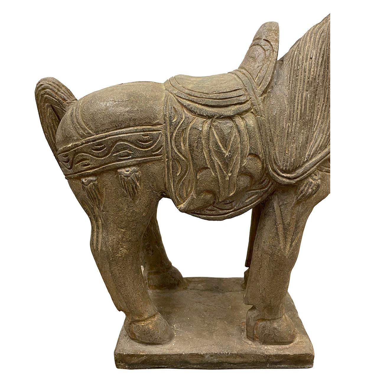 Early 20th Century Chinese Vintage Carved Stone Horse Statue/Sculpture 2