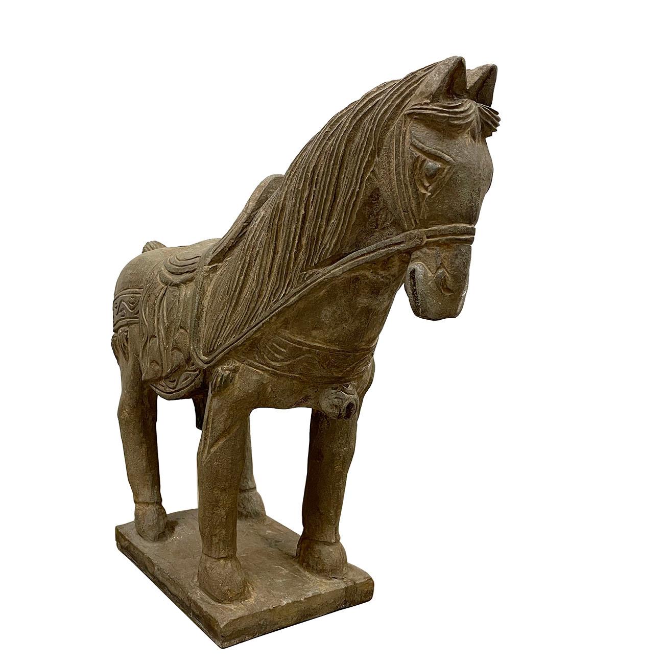 Early 20th Century Chinese Vintage Carved Stone Horse Statue/Sculpture 4