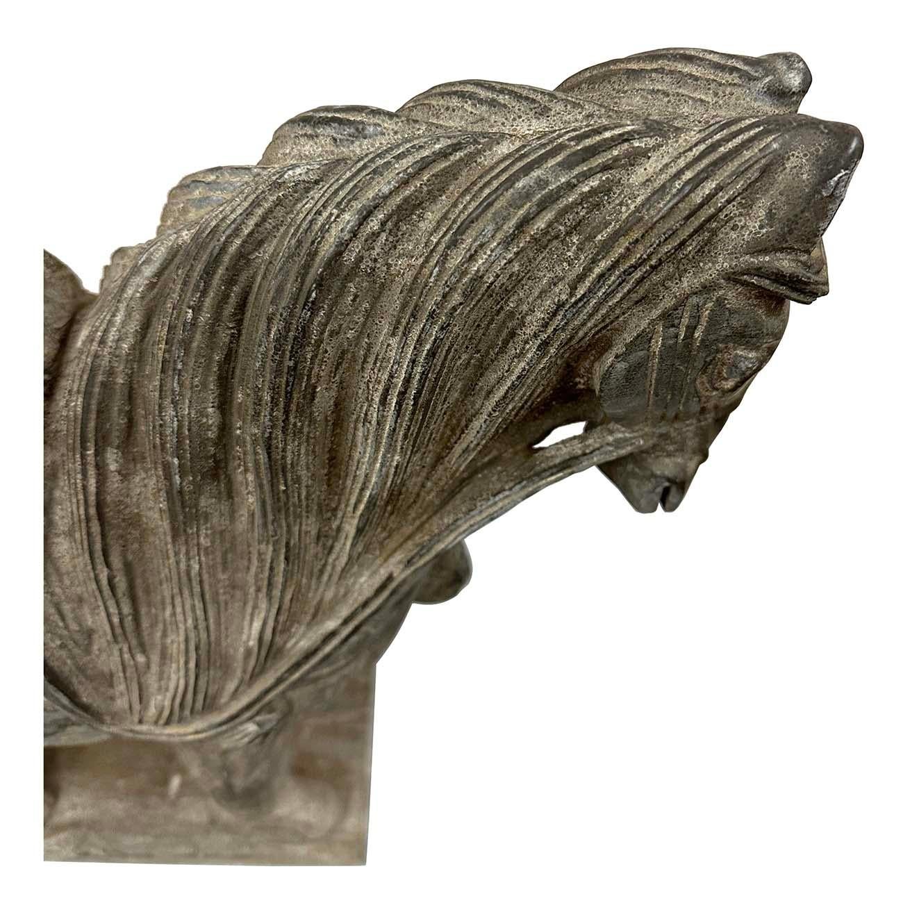 Early 20th Century Chinese Vintage Carved Stone Horse Statue/Sculpture For Sale 3