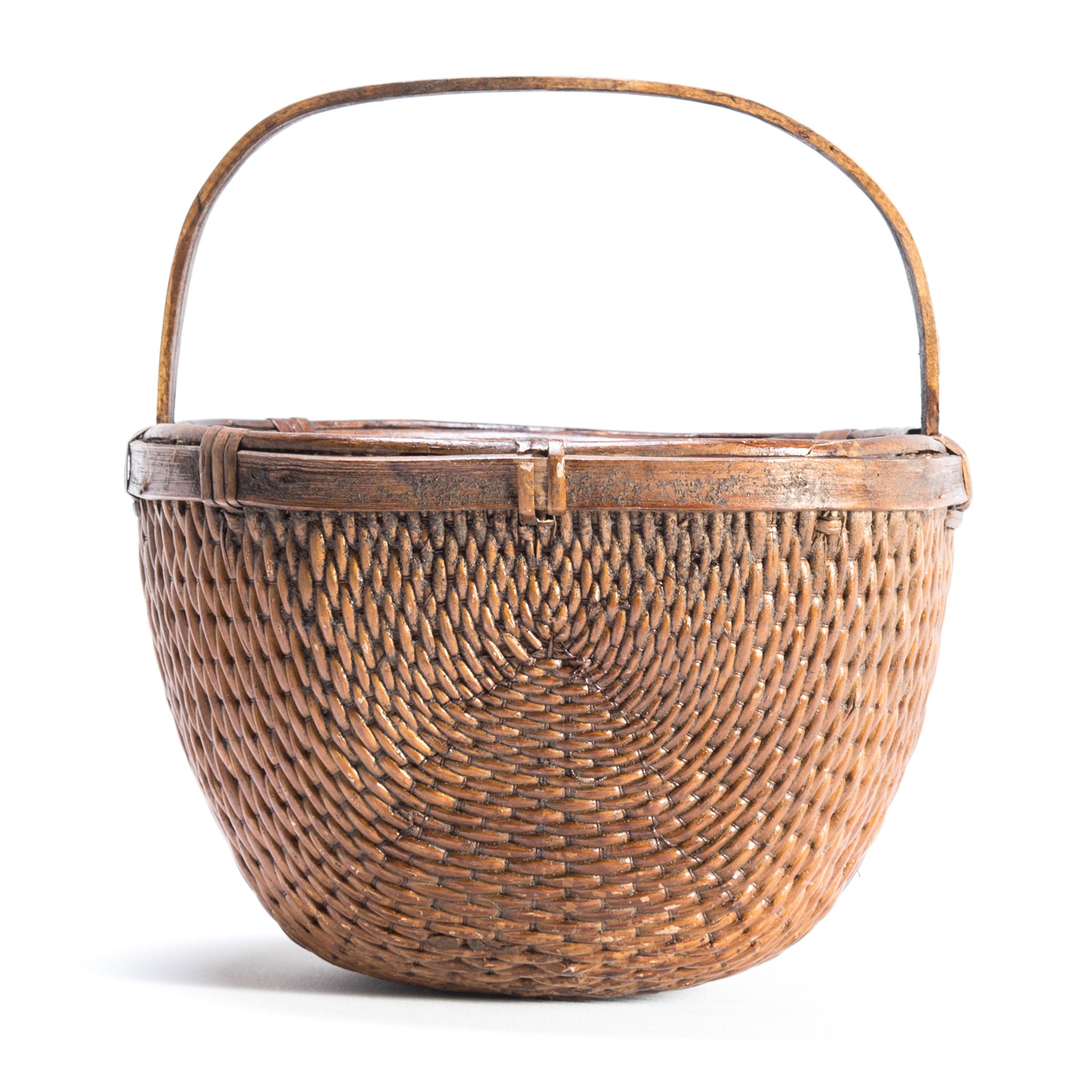 Qing Early 20th Century Chinese Willow Market Basket