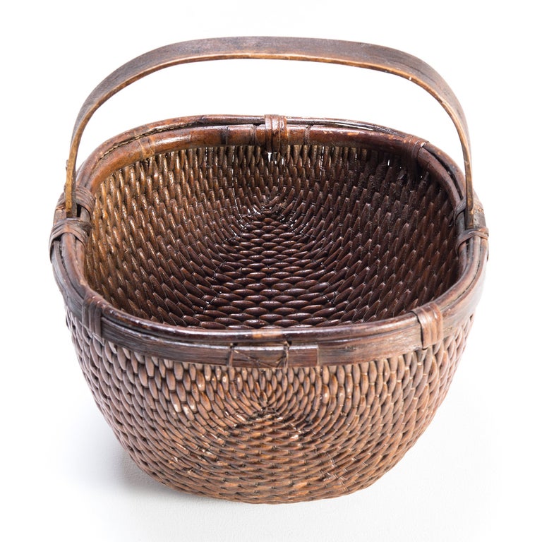 Early 20th Century Chinese Willow Market Basket at 1stDibs