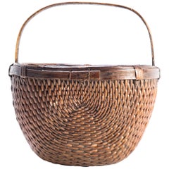 Early 20th Century Chinese Willow Market Basket