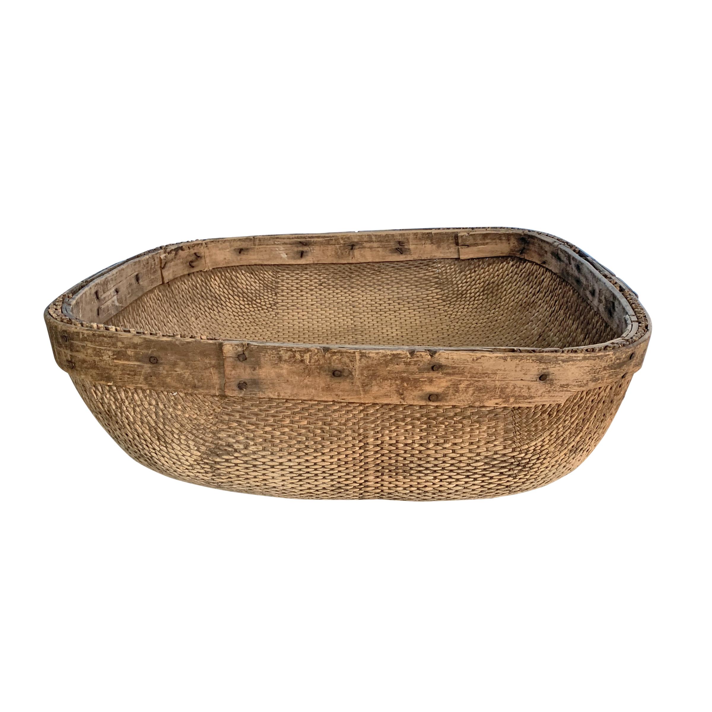 Hand-Woven Early 20th Century Chinese Winnowing Basket