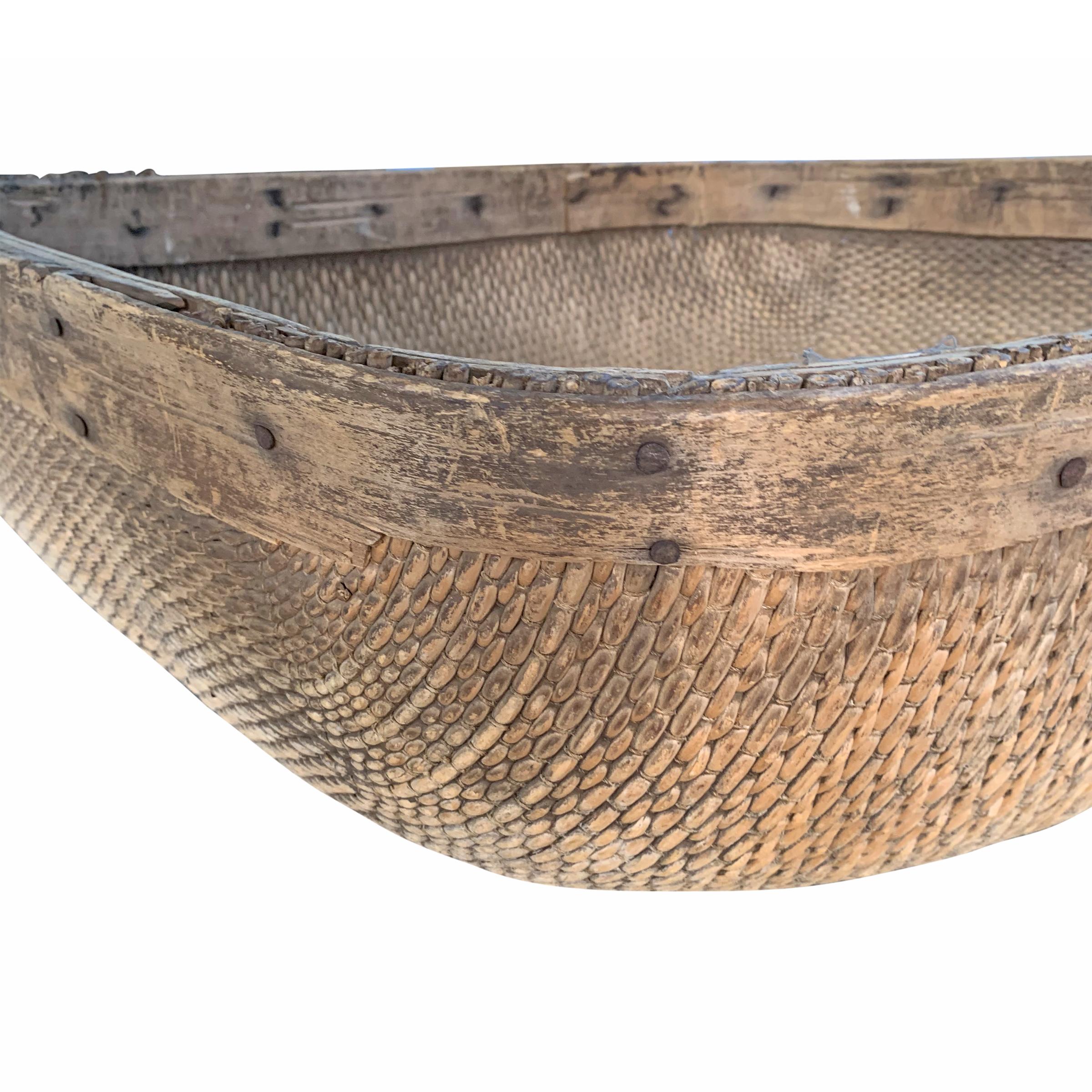 Reed Early 20th Century Chinese Winnowing Basket