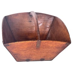 Antique Early 20th Century Chinese Wooden Rice Measure with Copper Fittings