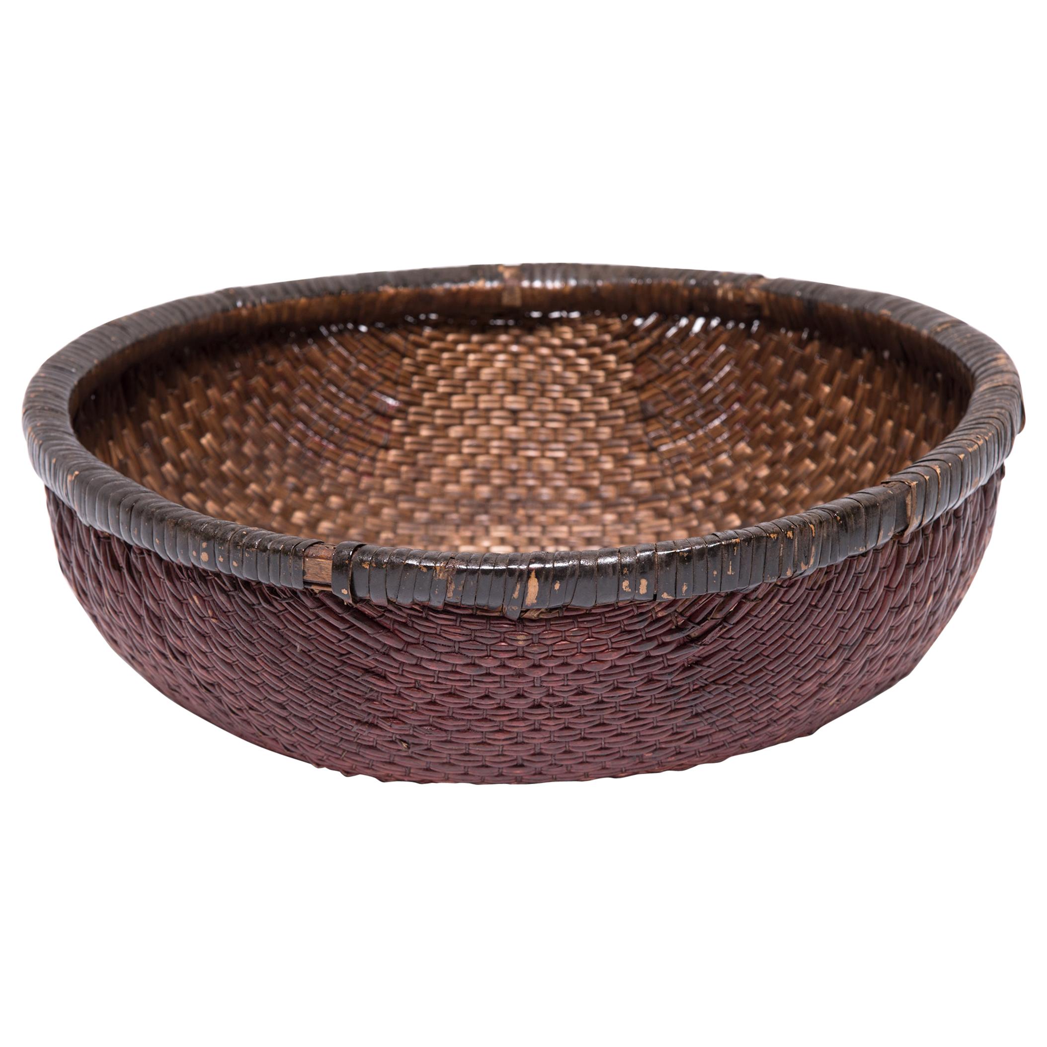 Early 20th Century Chinese Woven Field Basket