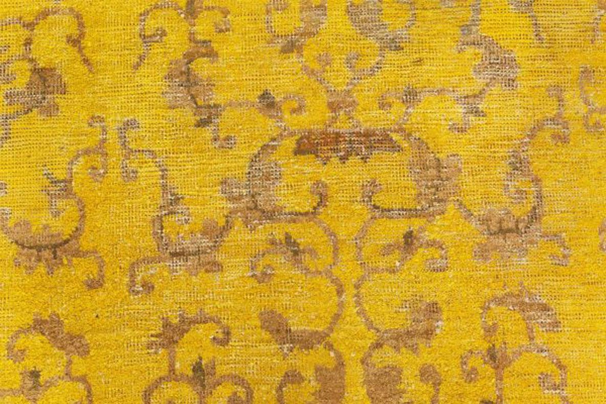 Hand-Knotted Doris Leslie Blau Collection Early 20th Century Chinese Yellow Handmade Silk Rug For Sale