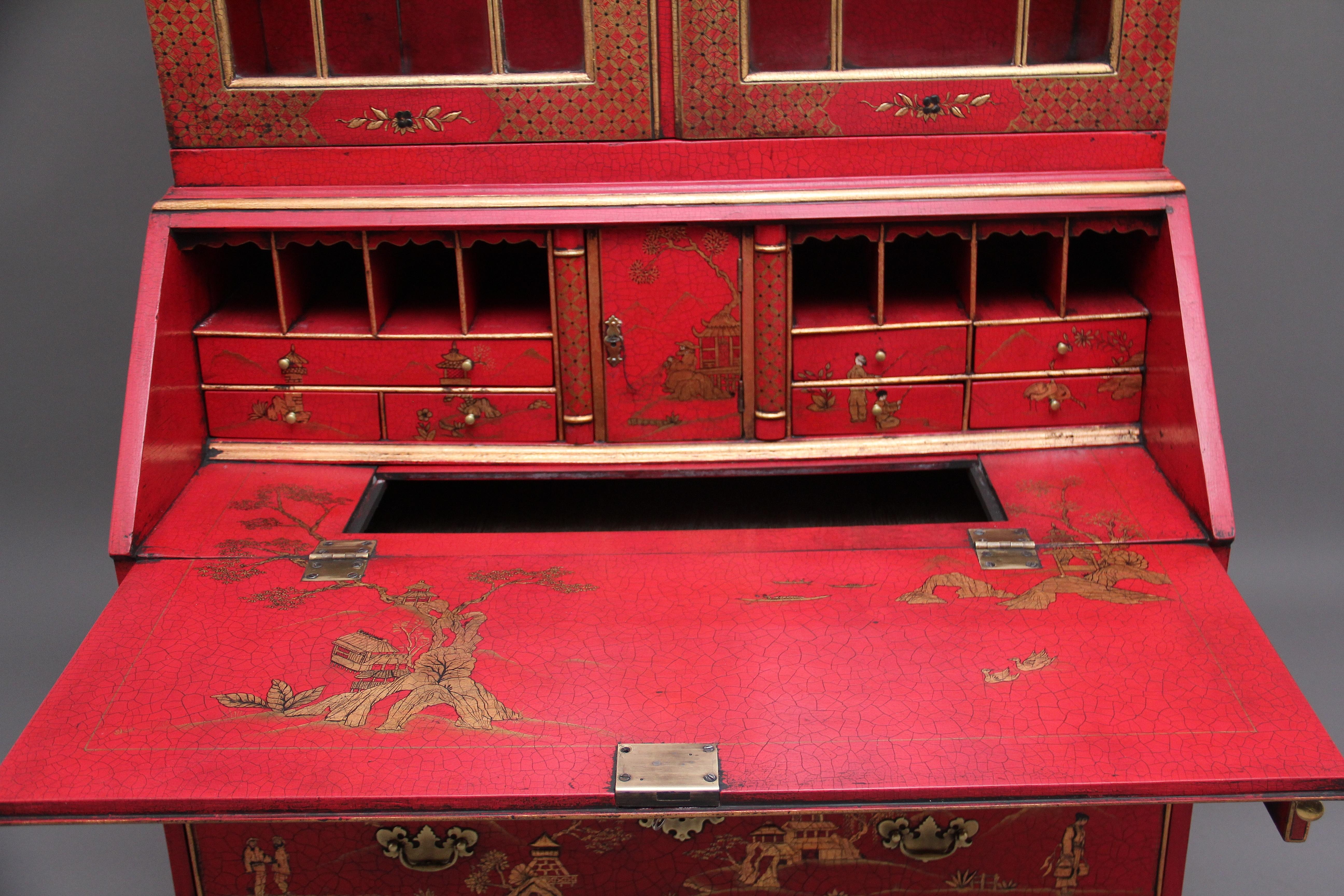 Early 20th Century Chinoiserie Bureau Bookcase For Sale 4