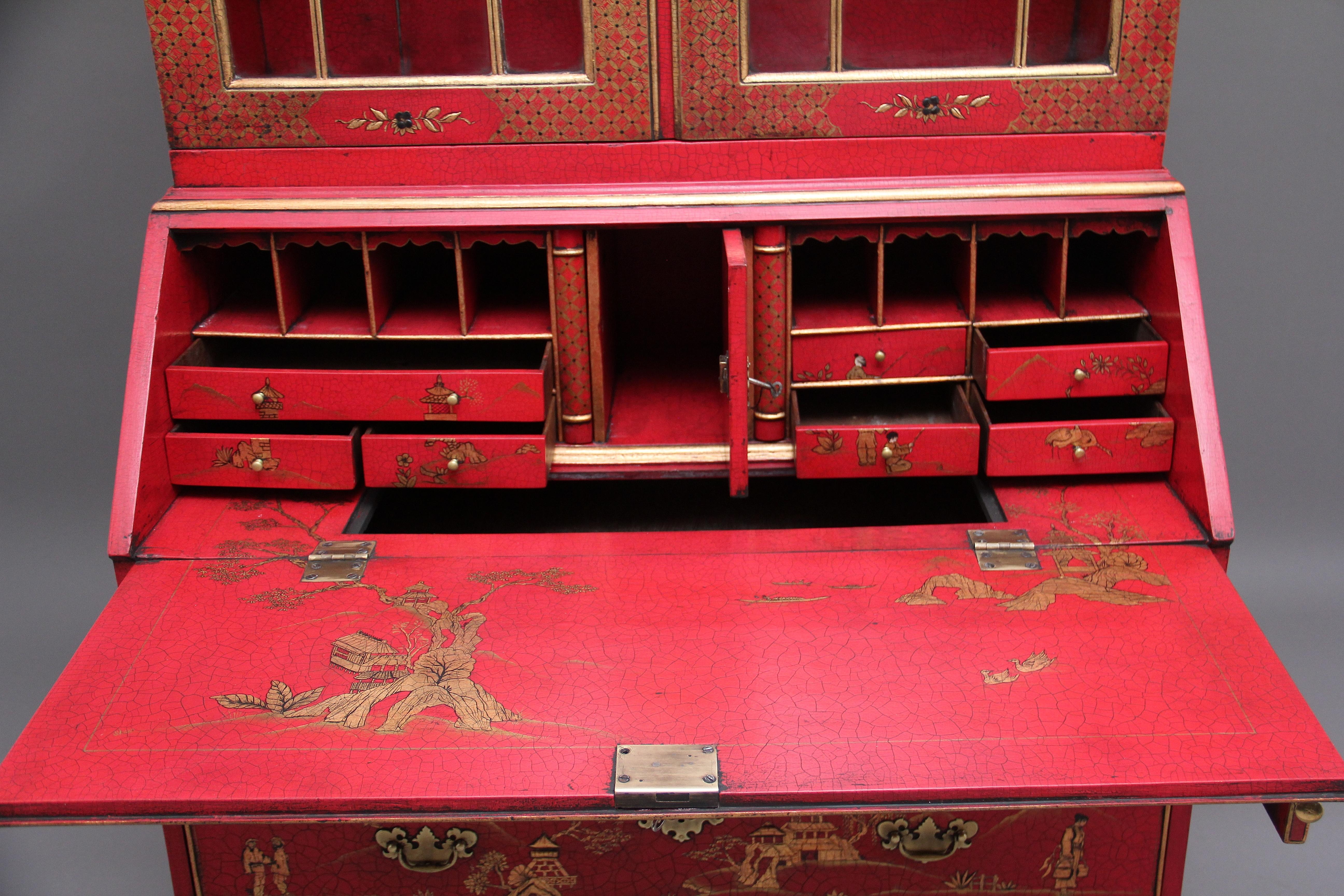 Early 20th Century Chinoiserie Bureau Bookcase For Sale 5