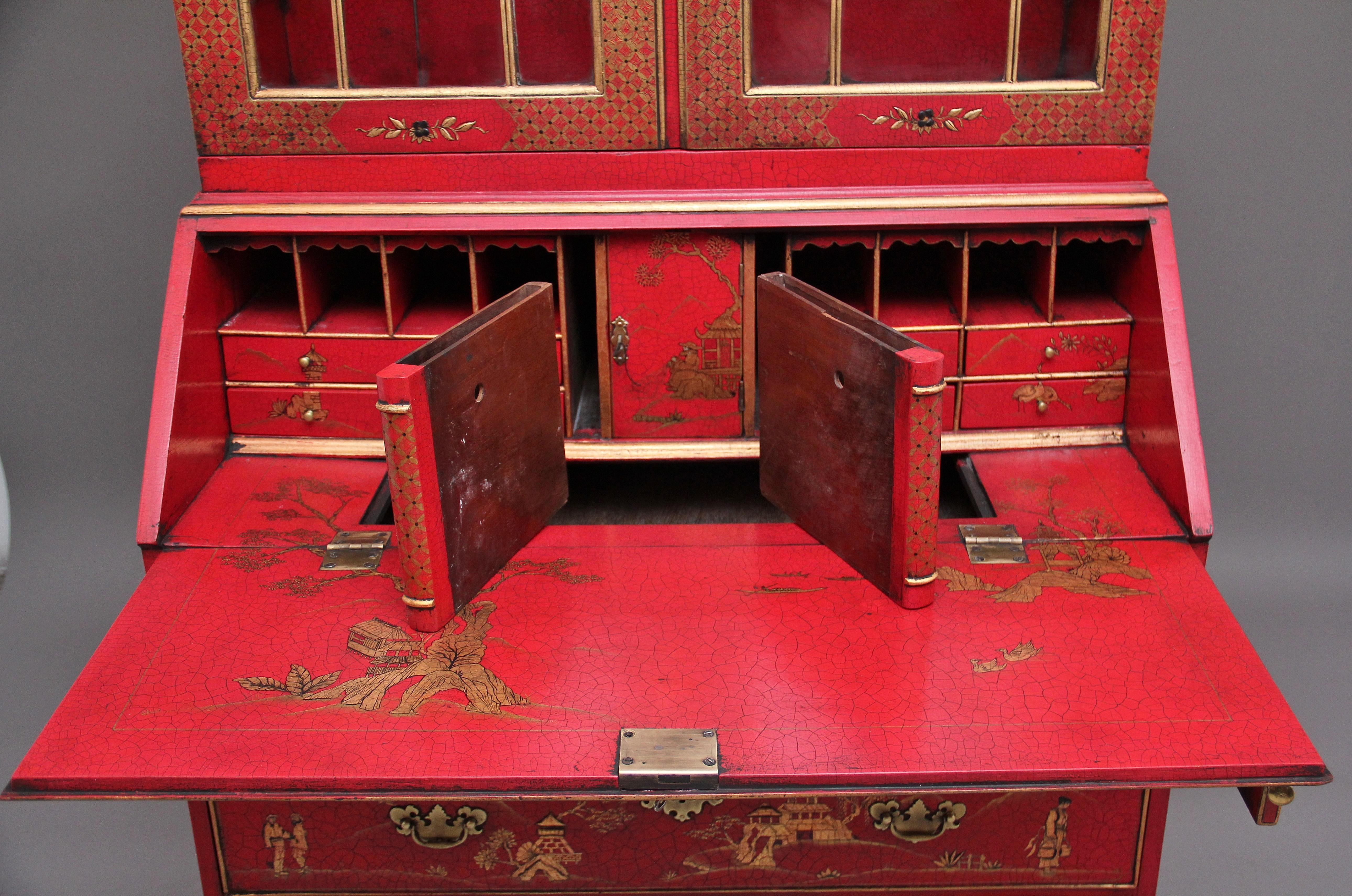 Early 20th Century Chinoiserie Bureau Bookcase For Sale 6