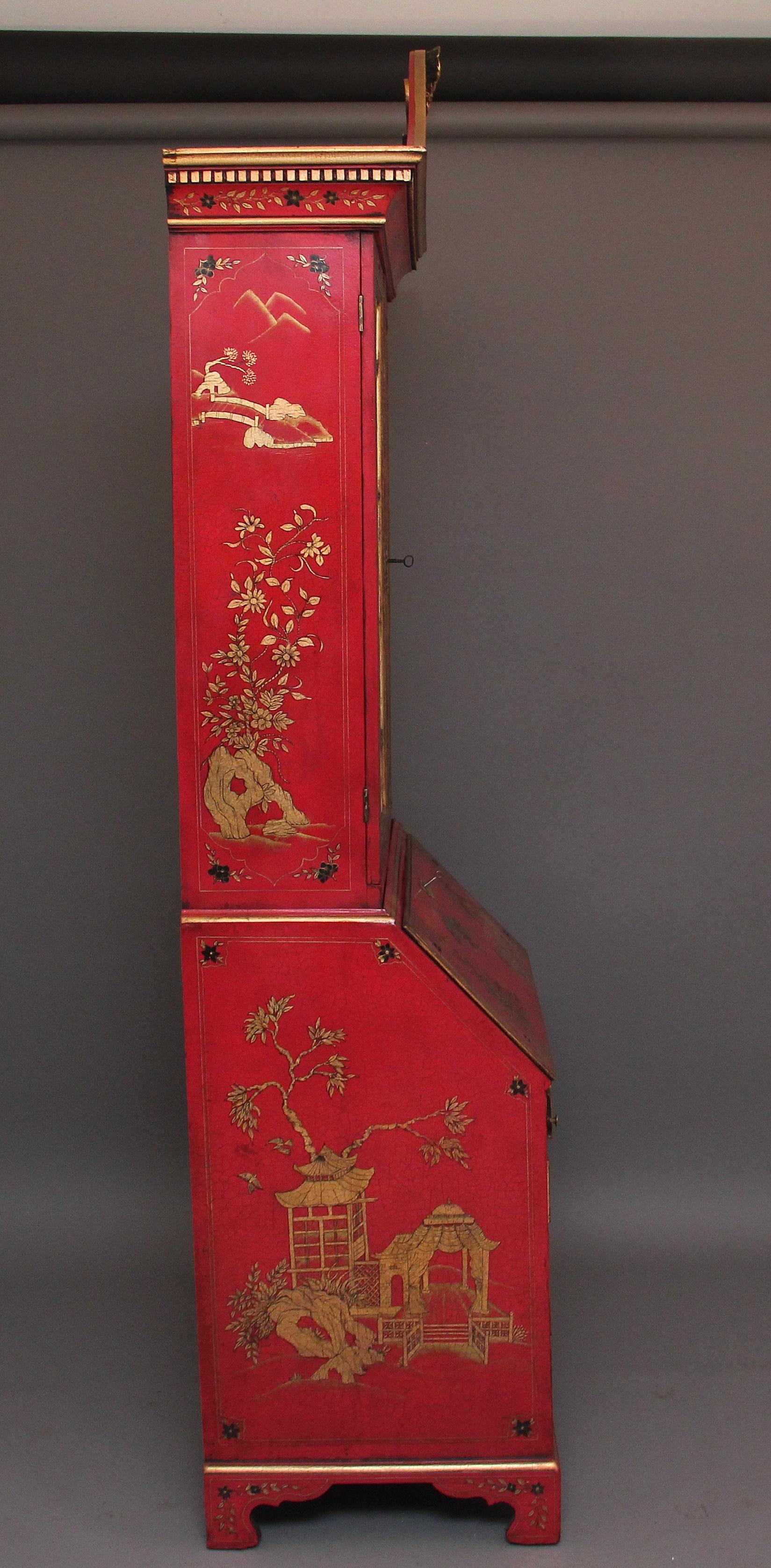 Early 20th Century Chinoiserie Bureau Bookcase For Sale 8