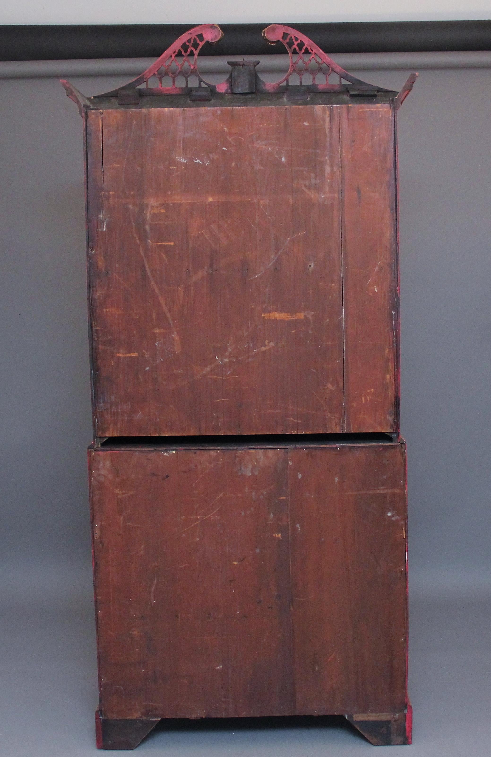 Early 20th Century Chinoiserie Bureau Bookcase For Sale 11