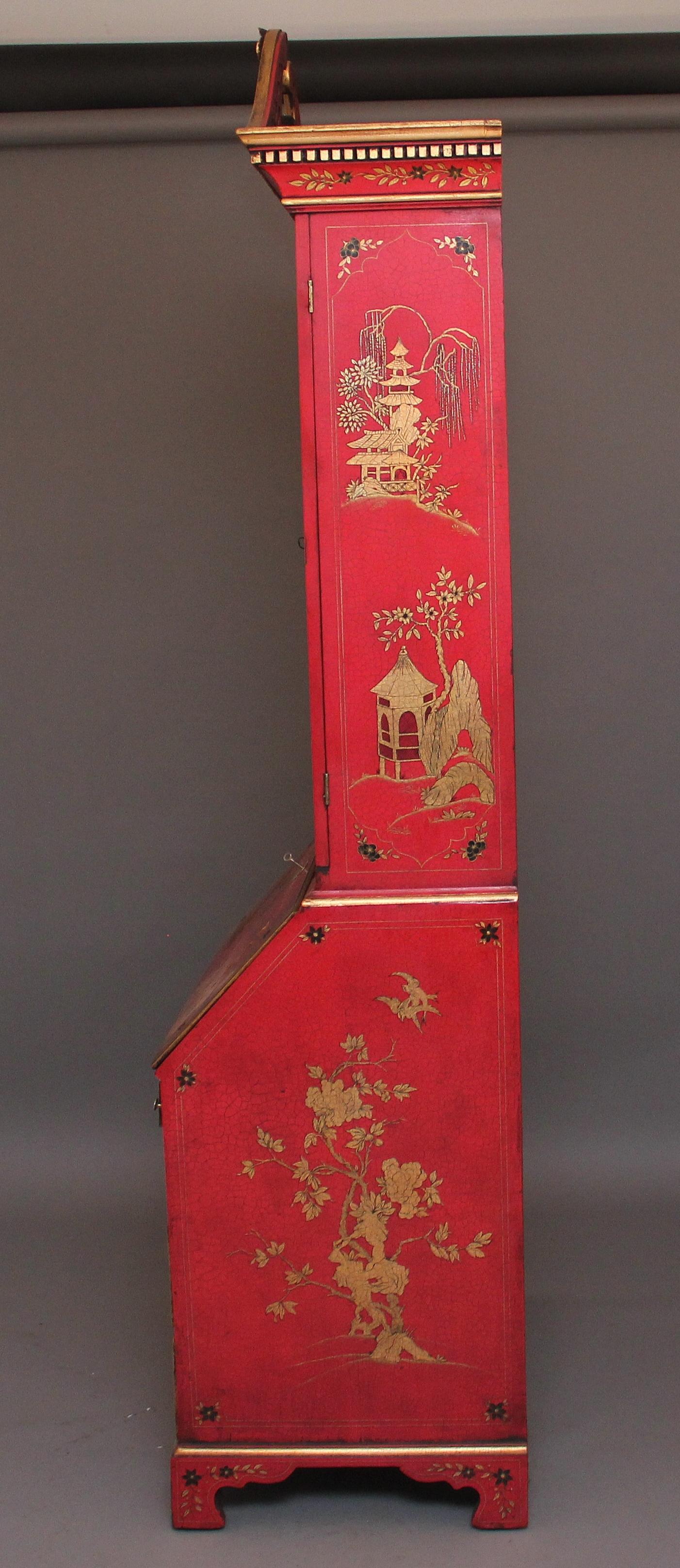 Early 20th Century Chinoiserie Bureau Bookcase For Sale 12