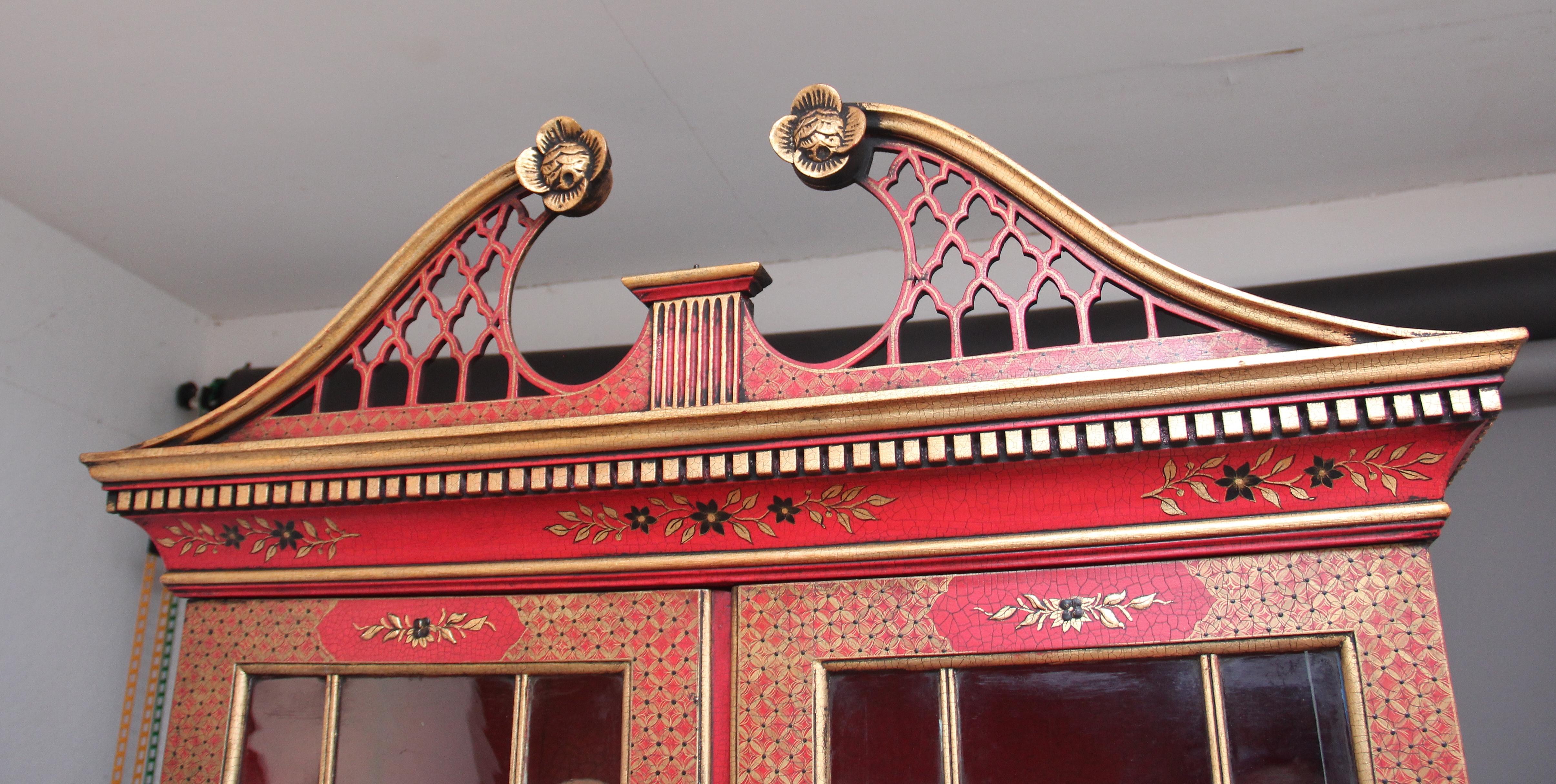 Early 20th Century Chinoiserie Bureau Bookcase For Sale 13