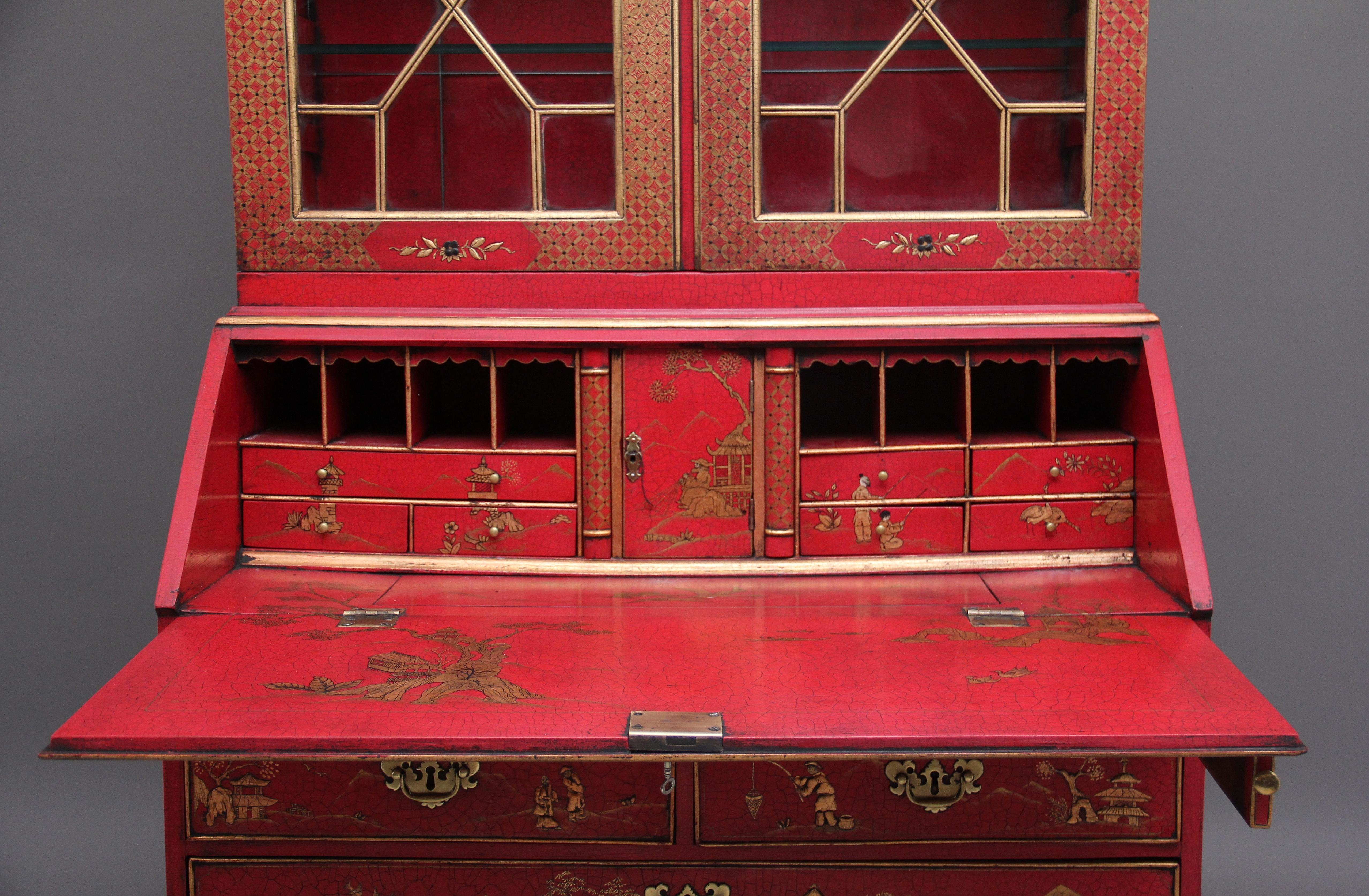 Early 20th Century Chinoiserie Bureau Bookcase For Sale 2
