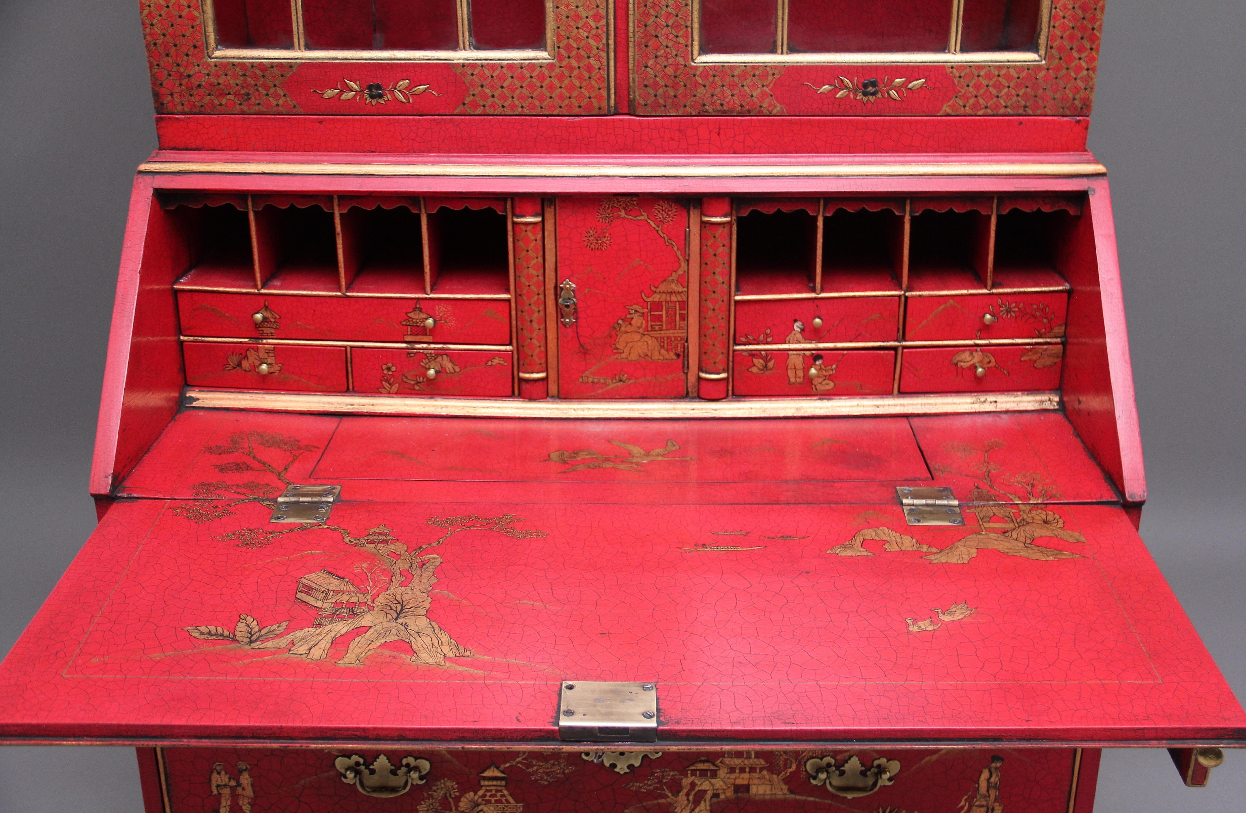 Early 20th Century Chinoiserie Bureau Bookcase For Sale 3