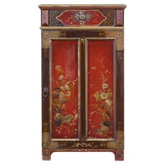 Antique Early 20th Century Chinoiserie Hand Painted Cabinet