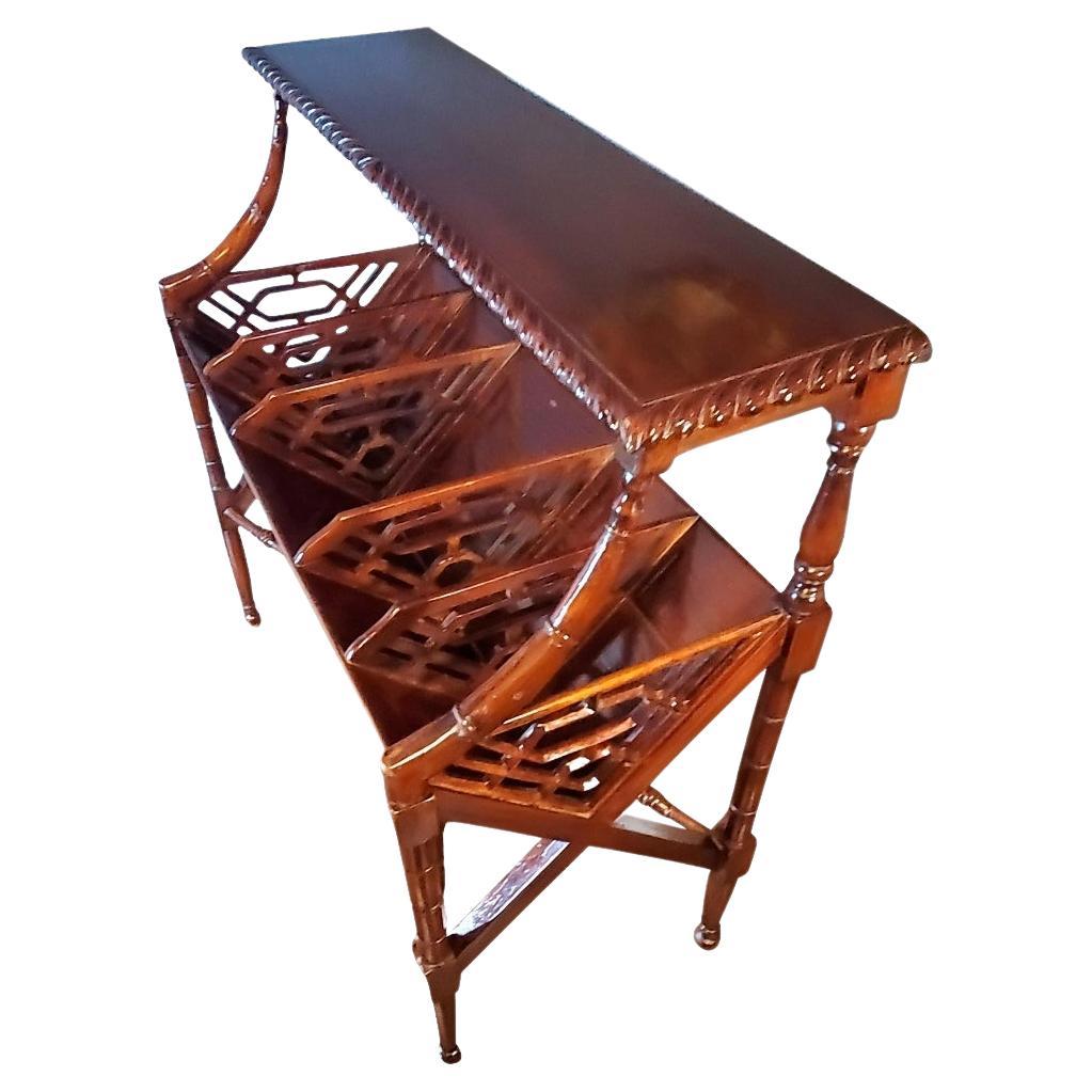 Early 20th Century Chinoiserie Mahogany Book Rack