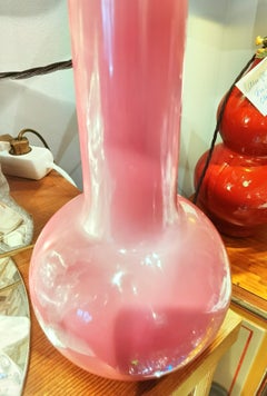 Early 20th Century Chinoiserie Pair Table Lamps Pottery Pink