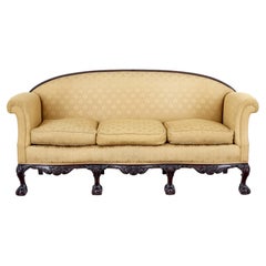 Early 20th century chippendale revival carved mahogany sofa