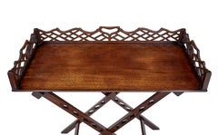 Early 20th Century Chippendale Revival Mahogany Butlers Tray Table