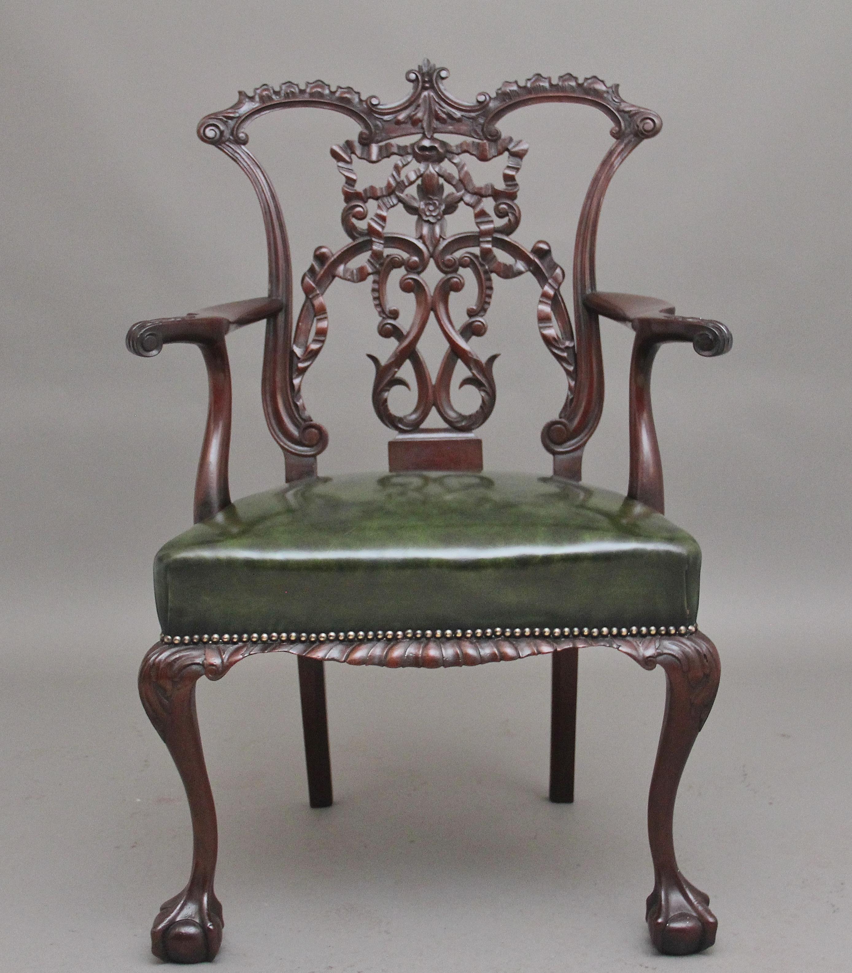 British Early 20th Century Chippendale style armchair For Sale