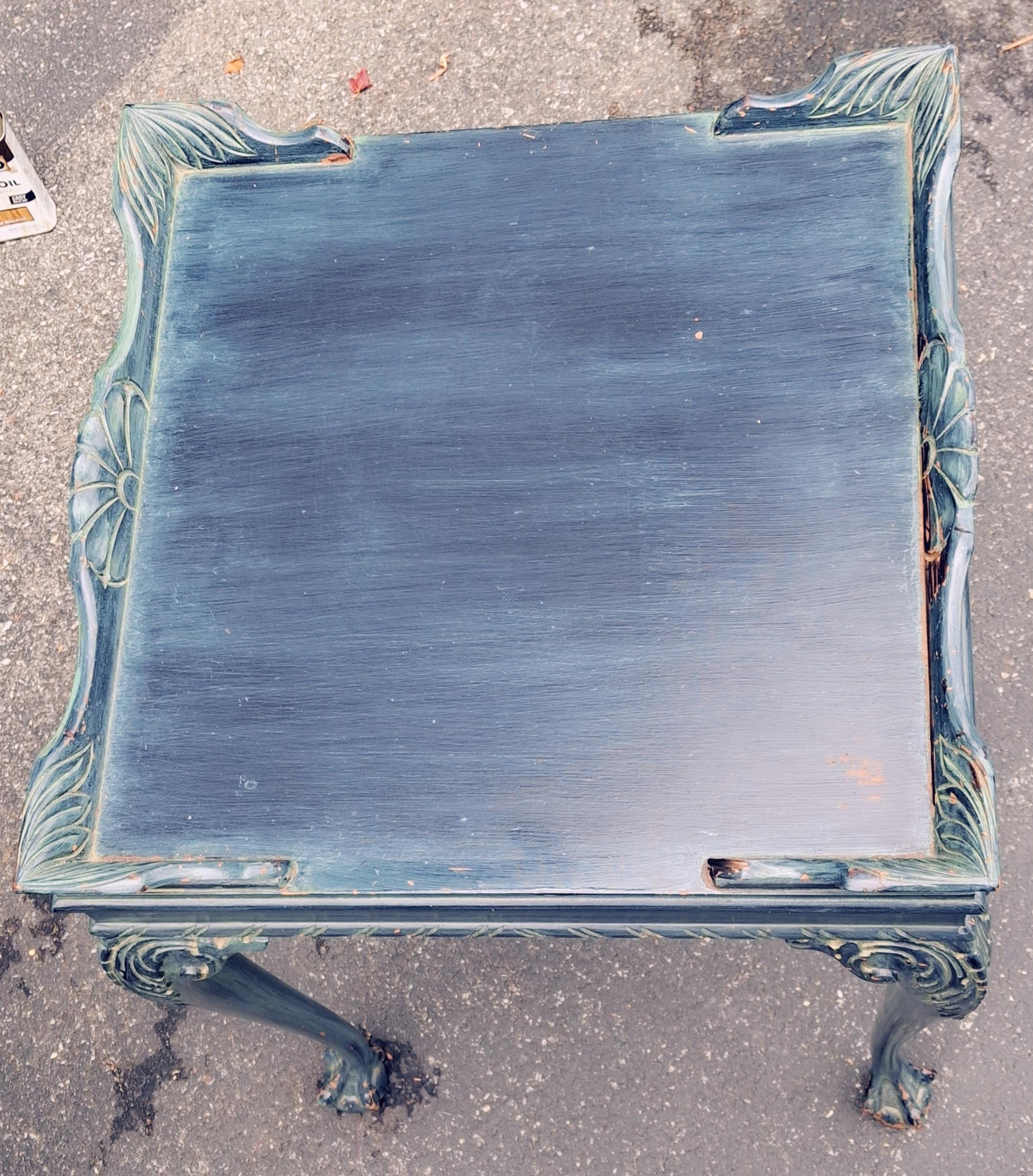 Mesa auxiliar de caoba pintada de verde oscuro estilo Chippendale de principios del siglo XX en venta 1