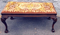 Early 20th Century Chippendale Style Mahogany Needlepoint Upholstered Bench