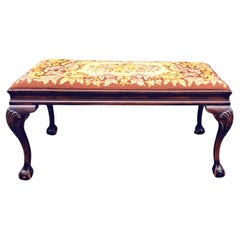 Anfang 20. Jahrhundert Chippendale Style Mahagoni Needlepoint Upholstering Bank