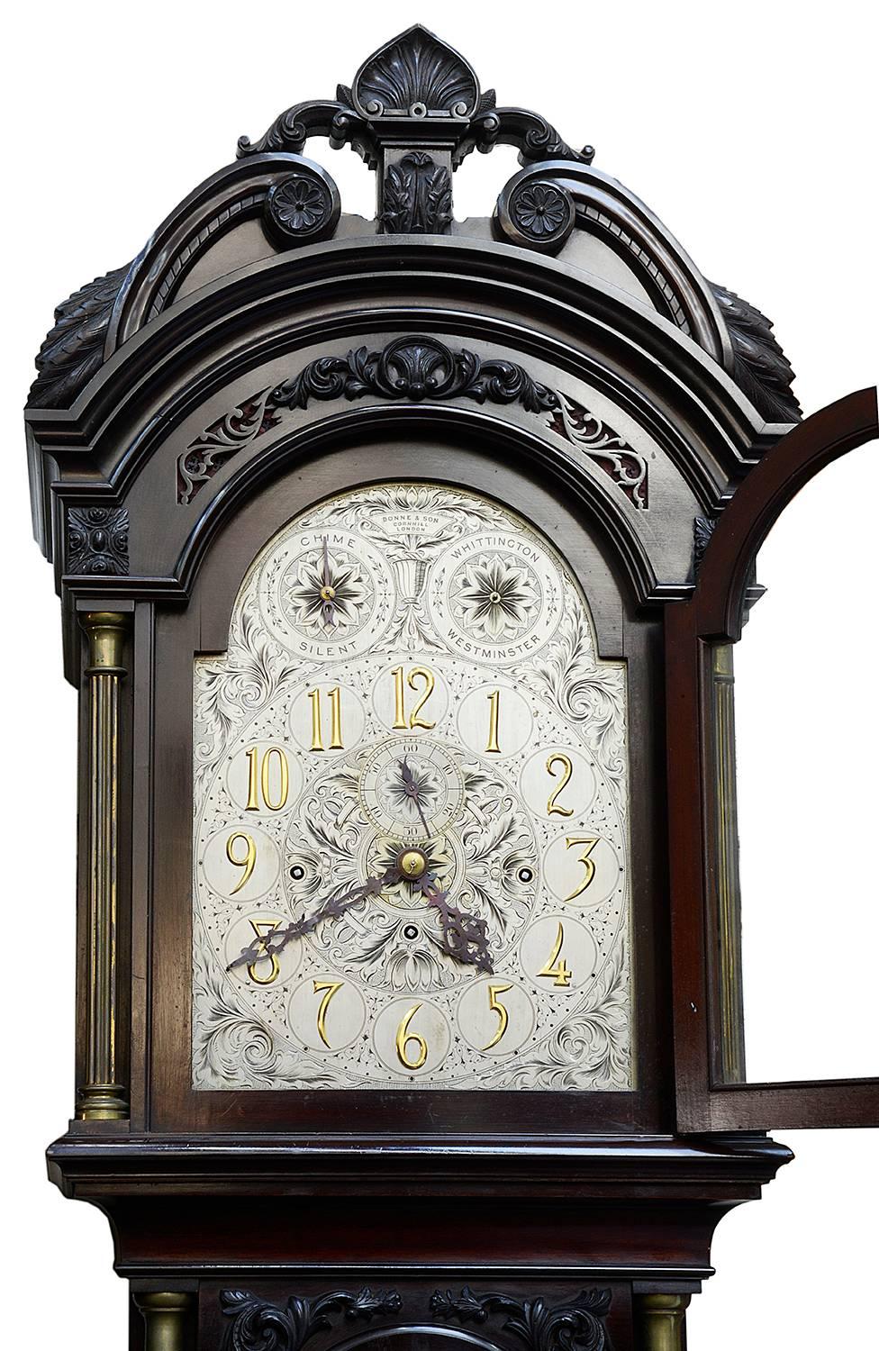 English Early 20th Century Chippendale Style Musical Longcase Clock