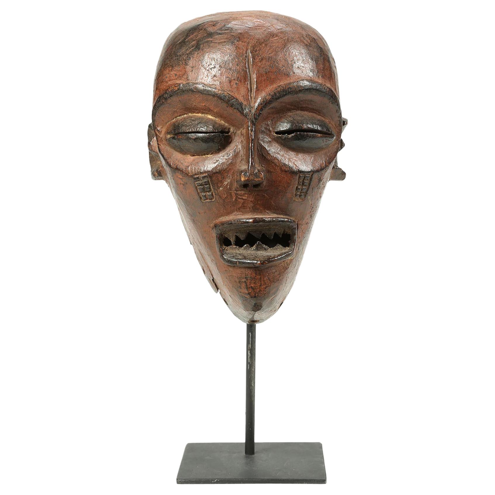 Early 20th Century Chokwe Wood Mask, Strong Features on Custom Base, Congo For Sale