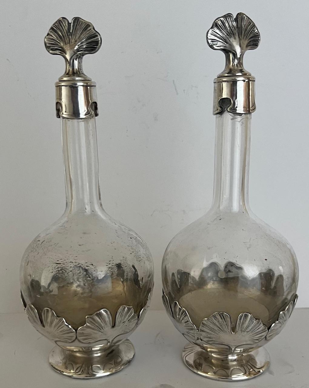 Early 20th Century Christofle Art Nouveau Decanter and Glass Set of 8 For Sale 1