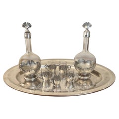 Early 20th Century Christofle Art Nouveau Decanter and Glass Set on Tray