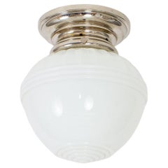 Early 20th Century Chrome and Milk Glass Flush Mount