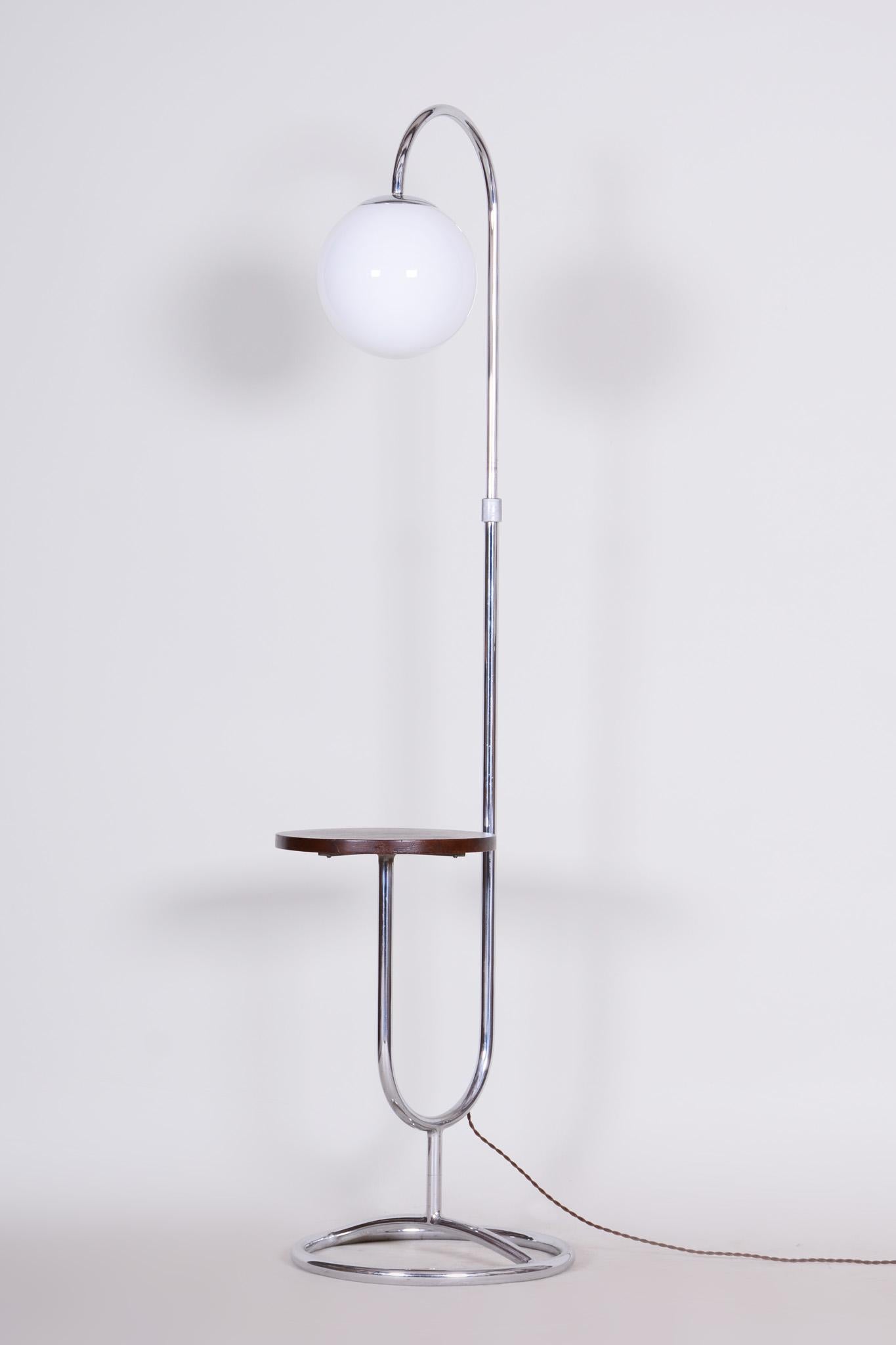 Bauhaus Early 20th Century Chrome Floor Lamp by Hynek Gottwald, Milk Glass, 1930s