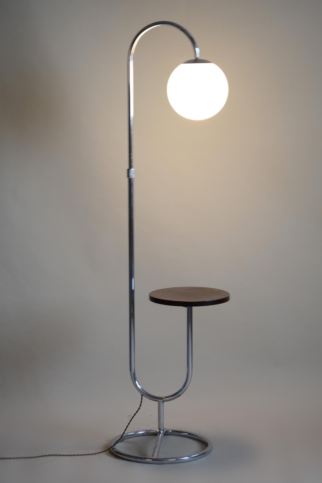 Early 20th Century Chrome Floor Lamp by Hynek Gottwald, Milk Glass, 1930s 4