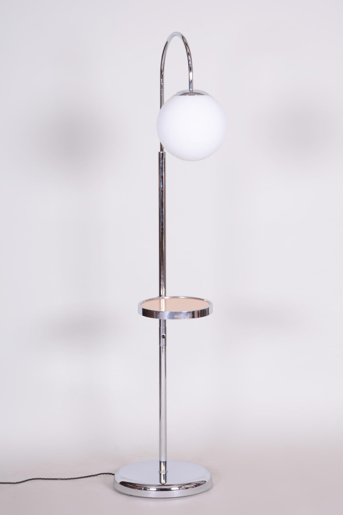 Early 20th Century Chrome Floor Lamp, Milk Glass, New Electrification, 1930s For Sale 2
