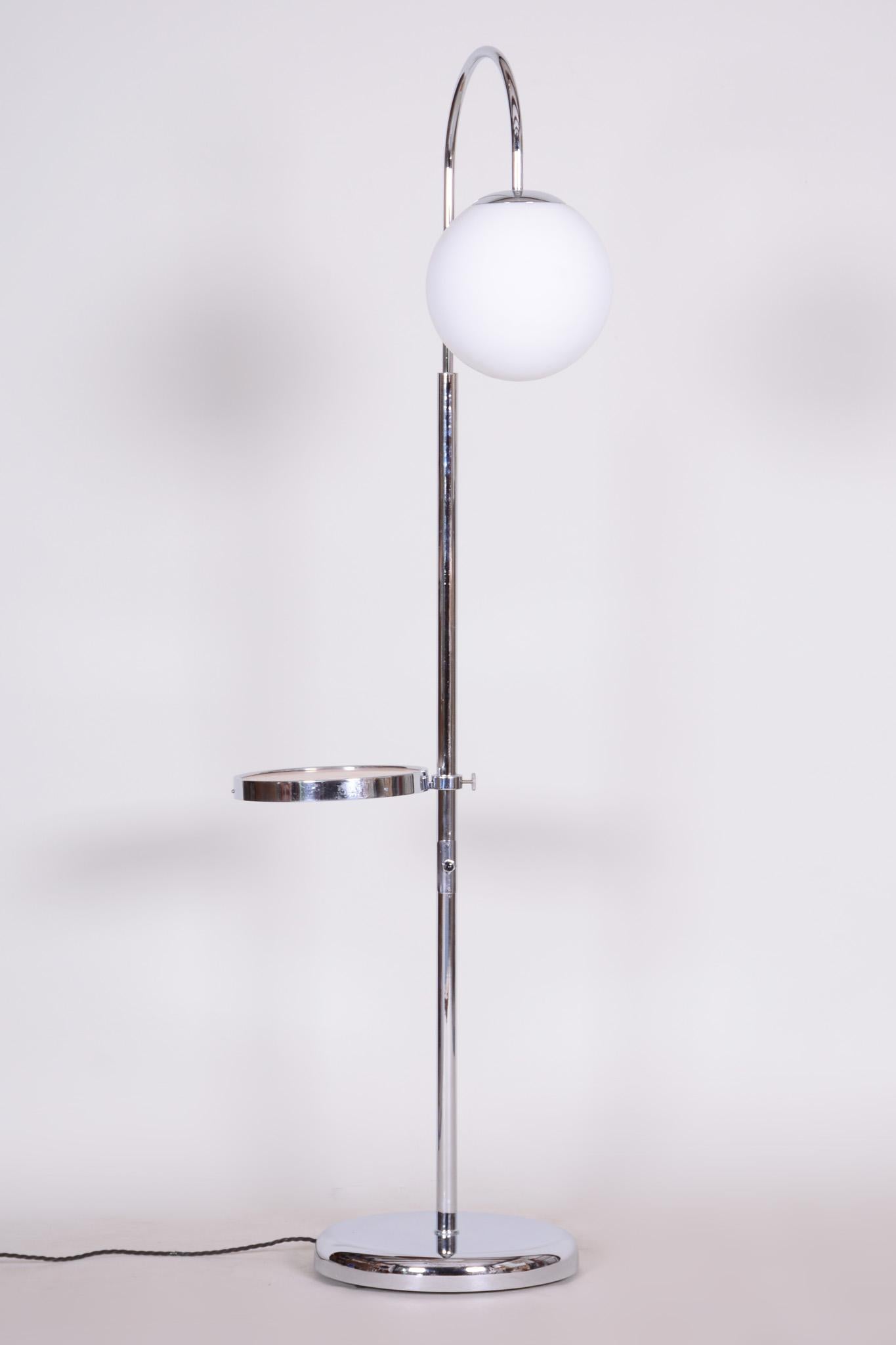 Early 20th Century Chrome Floor Lamp, Milk Glass, New Electrification, 1930s For Sale 3