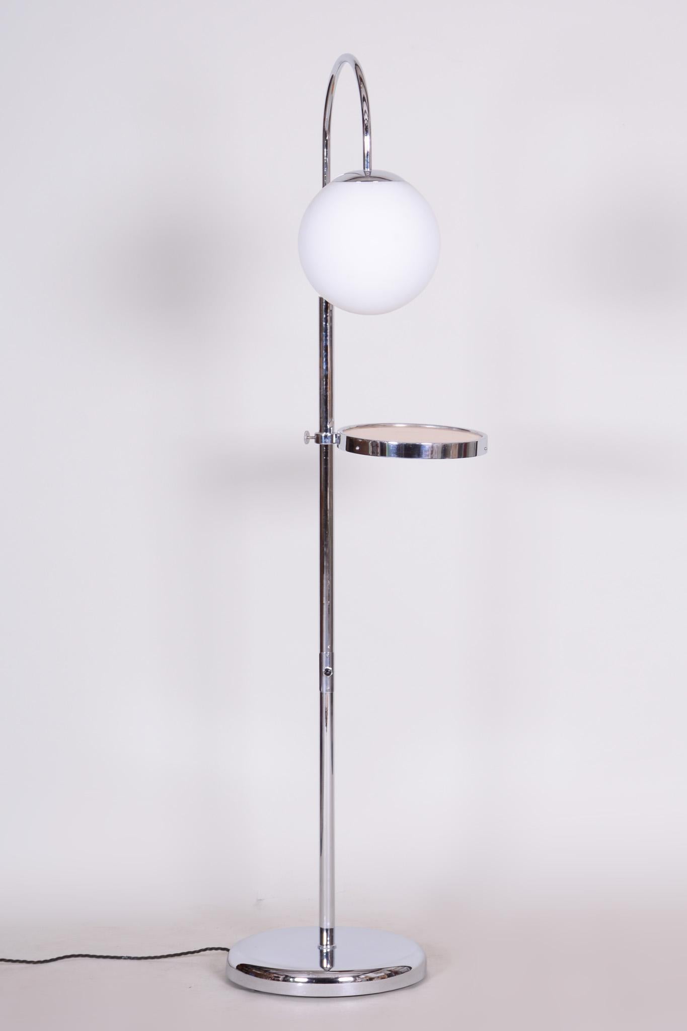 Early 20th Century Chrome Floor Lamp, Milk Glass, New Electrification, 1930s For Sale 4